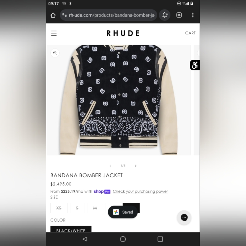 Nwt rhude varsity jacket Paisley - Picture 2 of 2